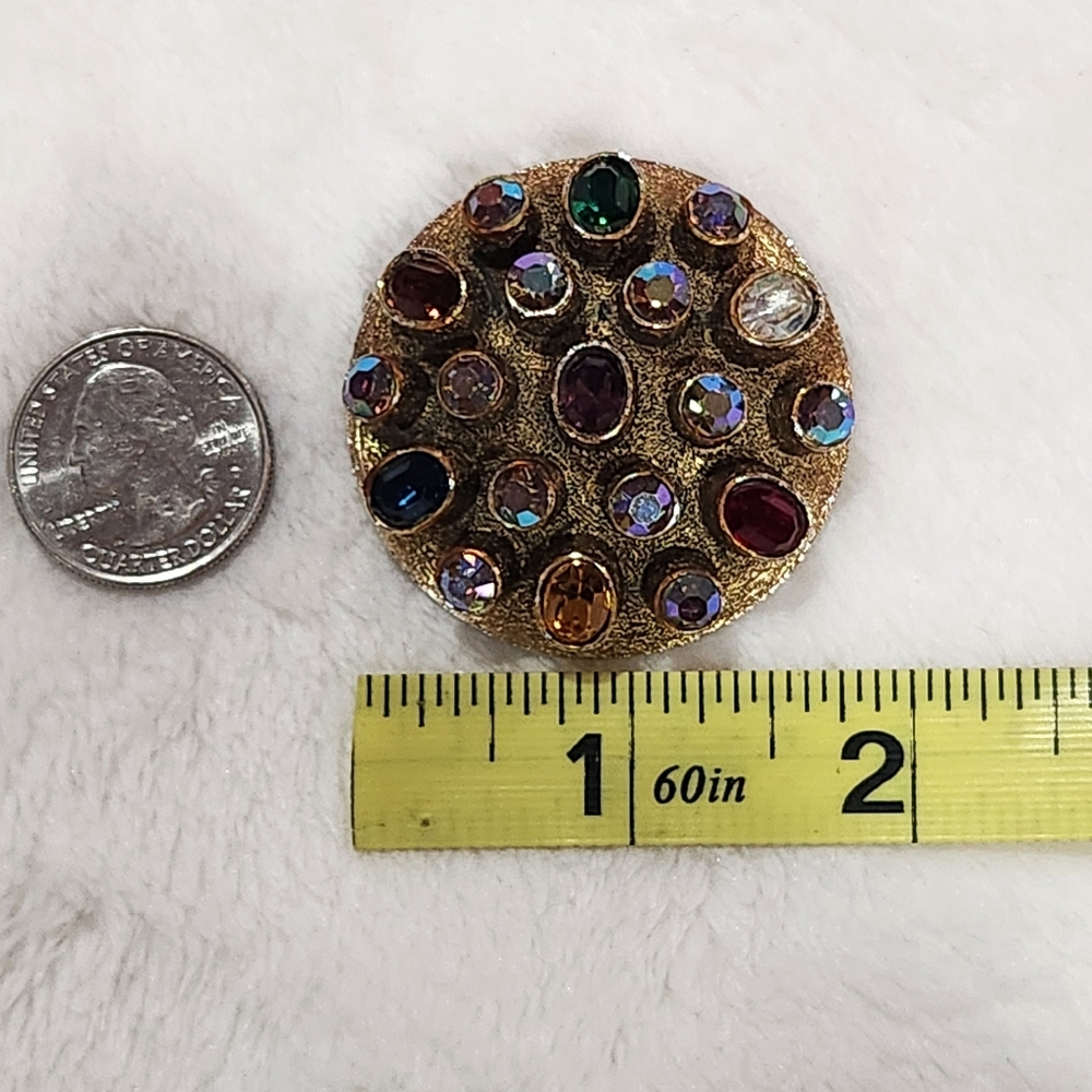 Vintage Brooch with Multicolor Bezel Set Gems - Picture 6 of 6
